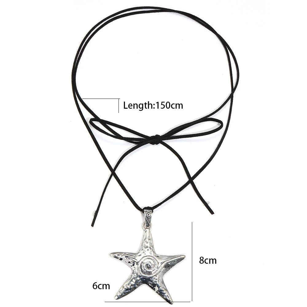 Boho Starfish Pendant Necklace with Adjustable Rope by HitMyNeed