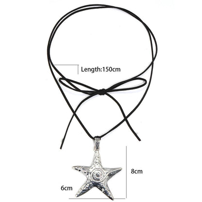 Boho Starfish Pendant Necklace with Adjustable Rope by HitMyNeed