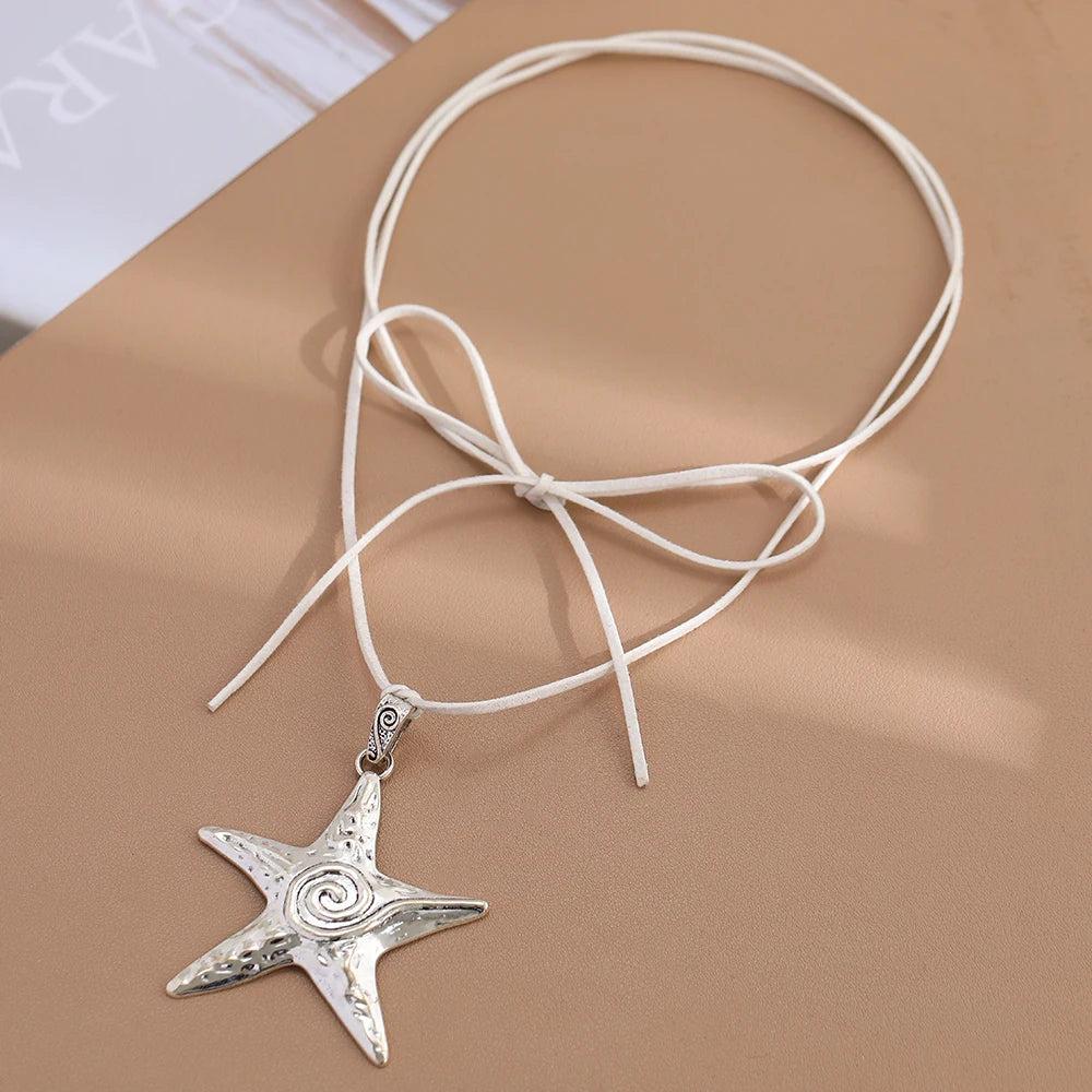 Boho Starfish Pendant Necklace with Adjustable Rope c842 by HitMyNeed
