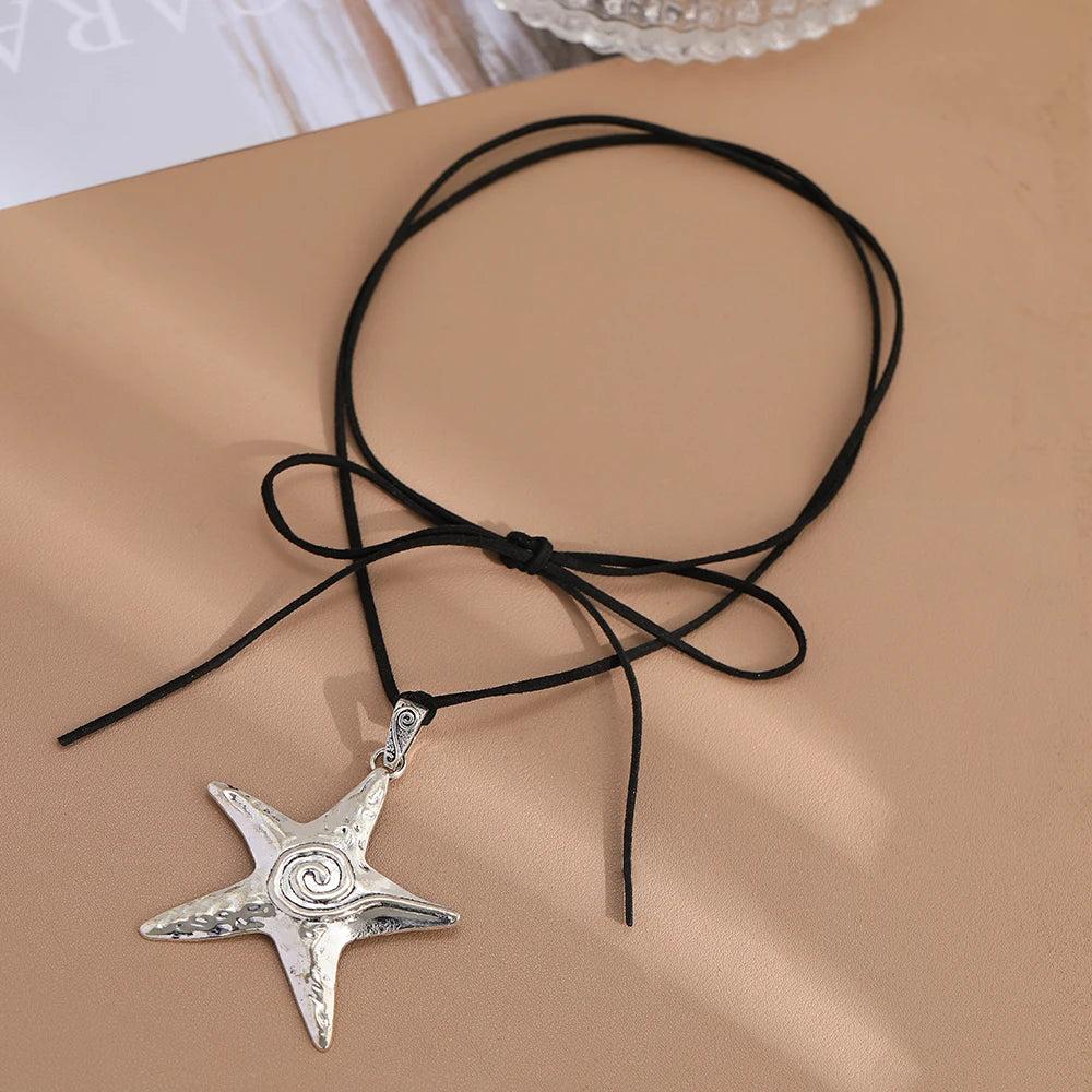 Boho Starfish Pendant Necklace with Adjustable Rope c843 by HitMyNeed