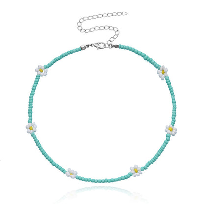 Boho Summer Beaded Flower Necklace, Adjustable 35-45cm f by HitMyNeed