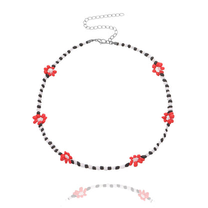 Boho Summer Beaded Flower Necklace, Adjustable 35-45cm l by HitMyNeed