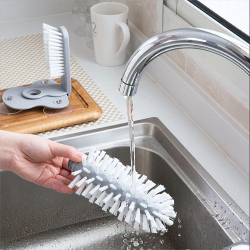 Bottle Cleaning Brush Glass Cleaner with Suction Base by HitMyNeed