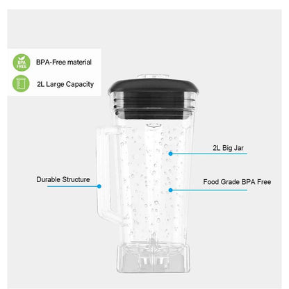 BPA-Free 2200W Commercial Blender 2L, 3HP Motor by HitMyNeed