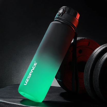 BPA-Free Leak-Proof Plastic Sports Water Bottle black-and-green 1-0l by HitMyNeed