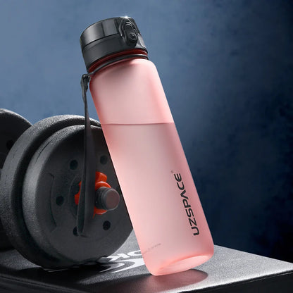 BPA-Free Leak-Proof Plastic Sports Water Bottle glow-pink 1-0l by HitMyNeed