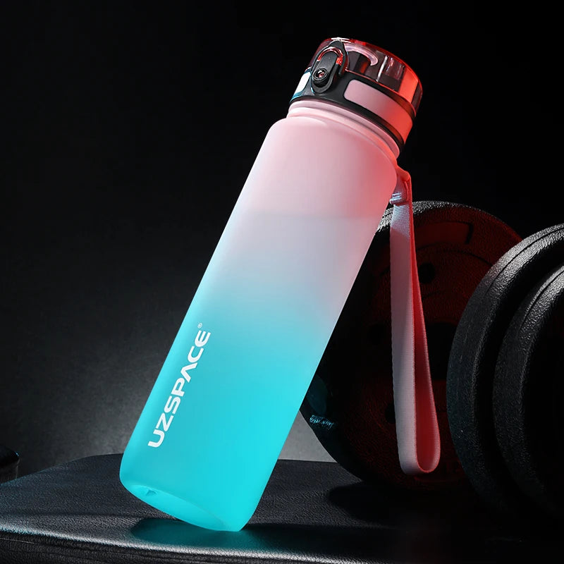 BPA-Free Leak-Proof Plastic Sports Water Bottle pink-and-cyan 0-65l by HitMyNeed