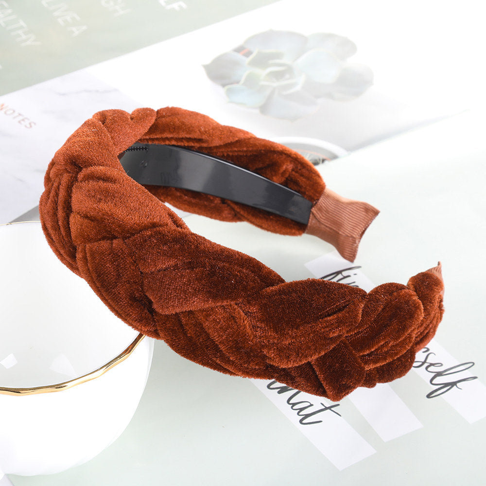 Braided Cloth Headband for Everyday Styling brown-velvet by HitMyNeed