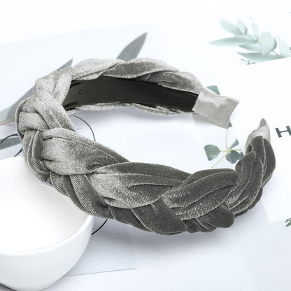Braided Cloth Headband for Everyday Styling gray-velvet-b by HitMyNeed