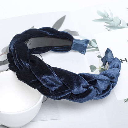 Braided Cloth Headband for Everyday Styling navy-blue-velvet-f by HitMyNeed