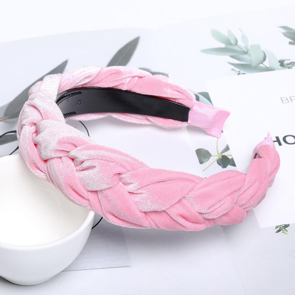 Braided Cloth Headband for Everyday Styling pink-velvet-e by HitMyNeed