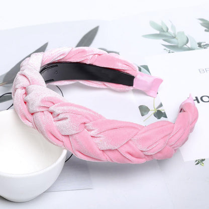 Braided Cloth Headband for Everyday Styling pink-velvet-e by HitMyNeed