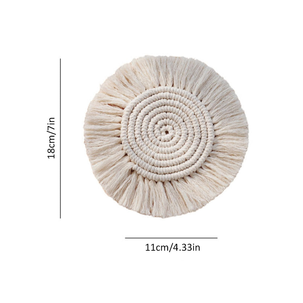 Braided Macrame Rope Coaster, 18 cm Cotton by HitMyNeed