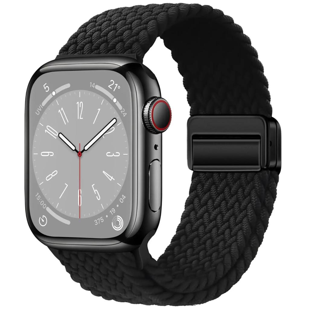 Braided Magnetic Band for Apple Watch 38-49mm black 38-40-41-42mm by HitMyNeed