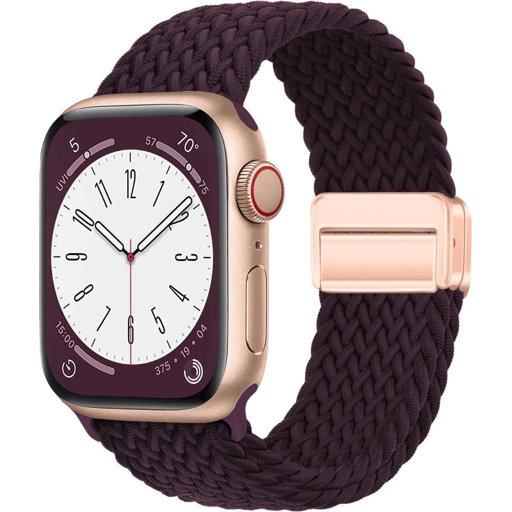 Braided Magnetic Band for Apple Watch 38-49mm dark-cherry 42-44-45-46-49mm by HitMyNeed