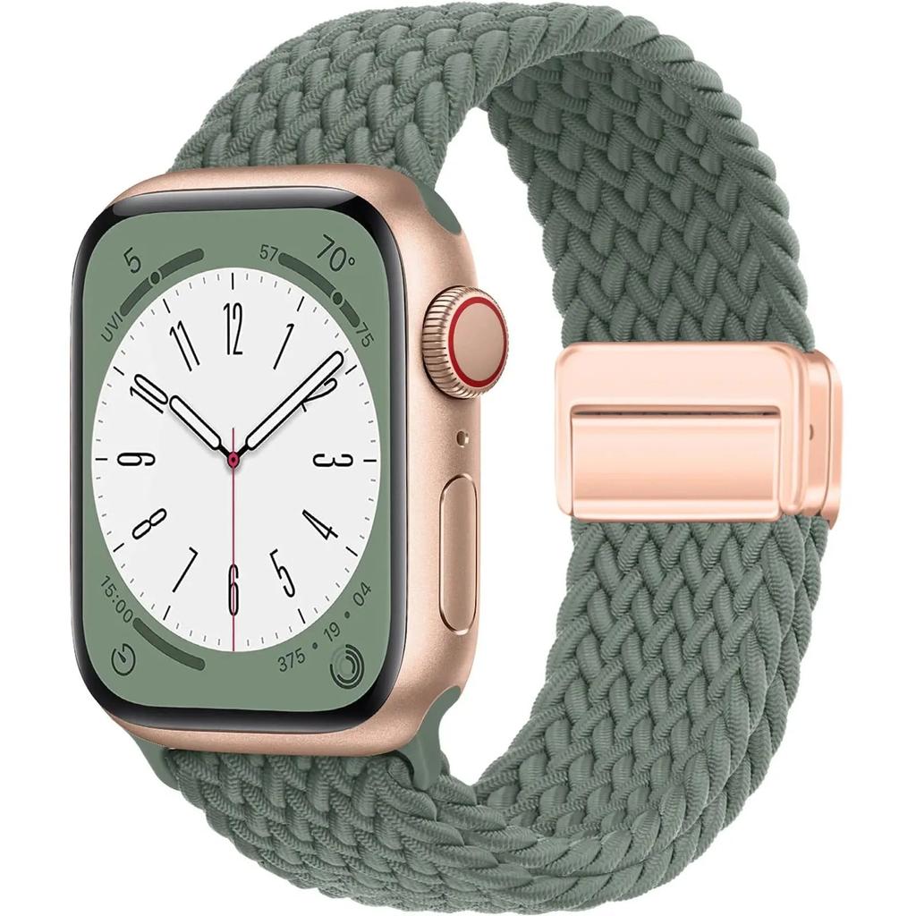 Braided Magnetic Band for Apple Watch 38-49mm olive 38-40-41-42mm by HitMyNeed