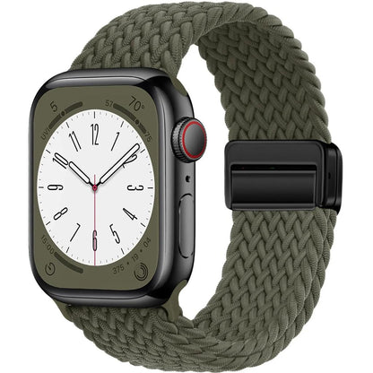 Braided Magnetic Band for Apple Watch 38-49mm olive-green 38-40-41-42mm by HitMyNeed