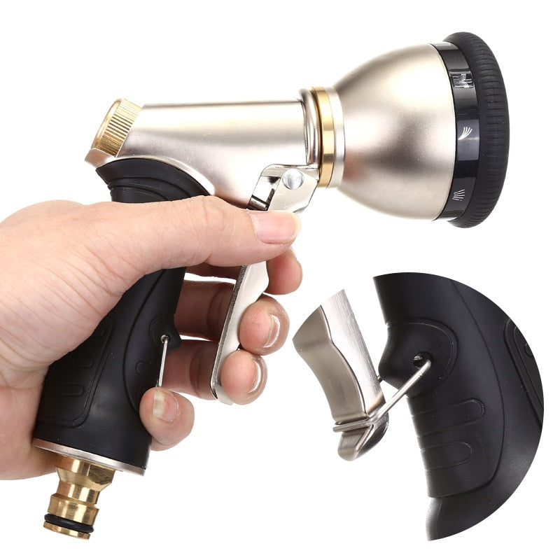 Brass Garden Hose Nozzle with 8 Spray Patterns by HitMyNeed