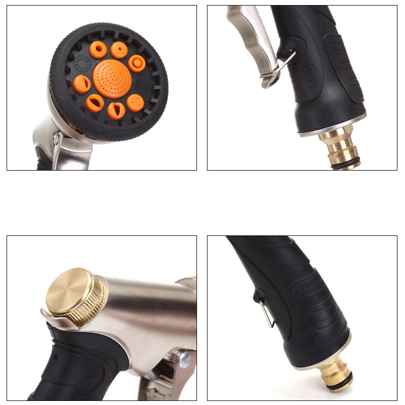 Brass Garden Hose Nozzle with 8 Spray Patterns by HitMyNeed