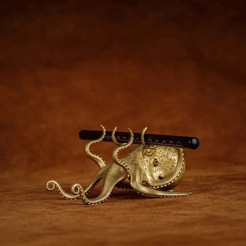 Brass Octopus Phone Holder and Desk Organizer by HitMyNeed