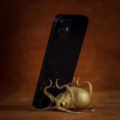 Brass Octopus Phone Holder and Desk Organizer by HitMyNeed