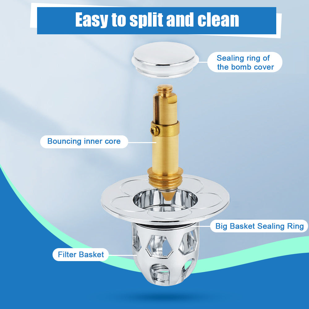 Brass Sink Pop Up Drain Stopper with Hair Catcher by HitMyNeed