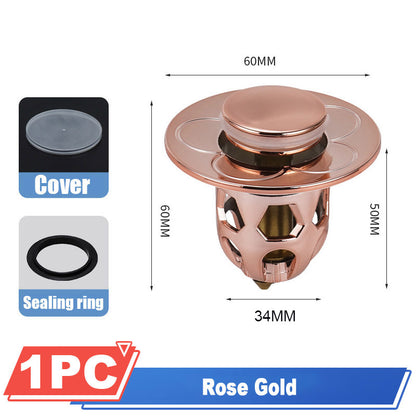 Brass Sink Pop Up Drain Stopper with Hair Catcher rose-gold by HitMyNeed