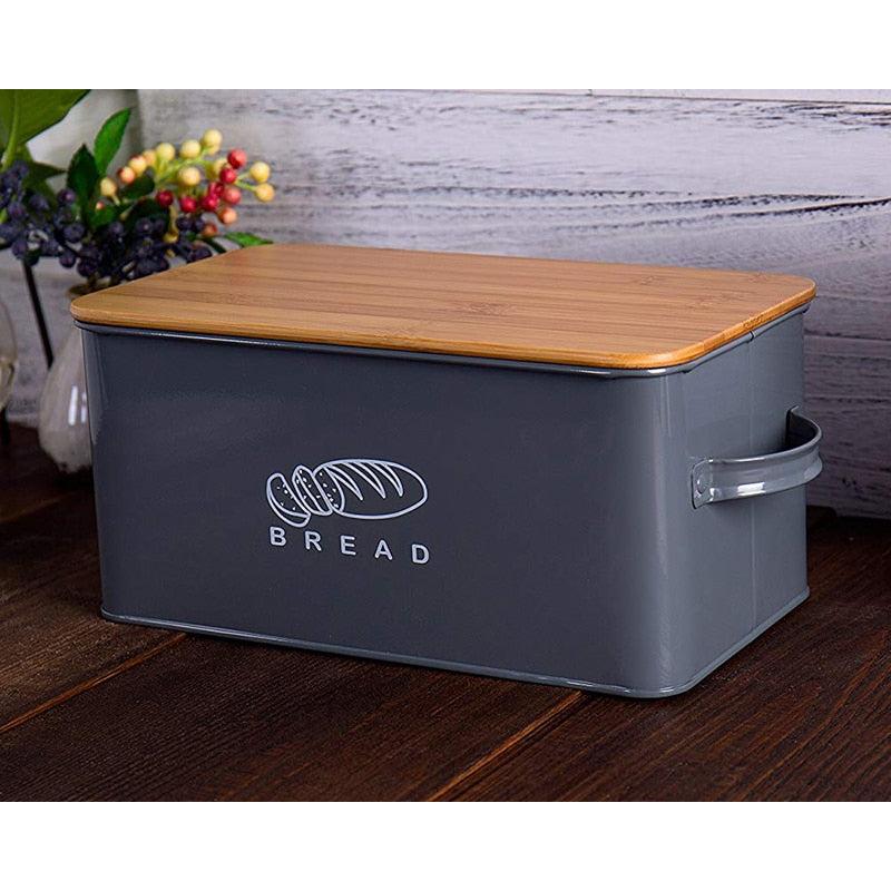 Bread Box with Bamboo Cutting Board Lid by HitMyNeed