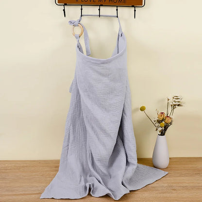 Breathable Cotton Muslin Nursing & Stroller Cover gray-blue by HitMyNeed