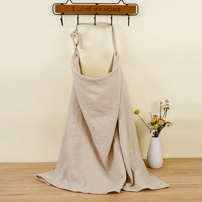 Breathable Cotton Muslin Nursing & Stroller Cover khaki by HitMyNeed