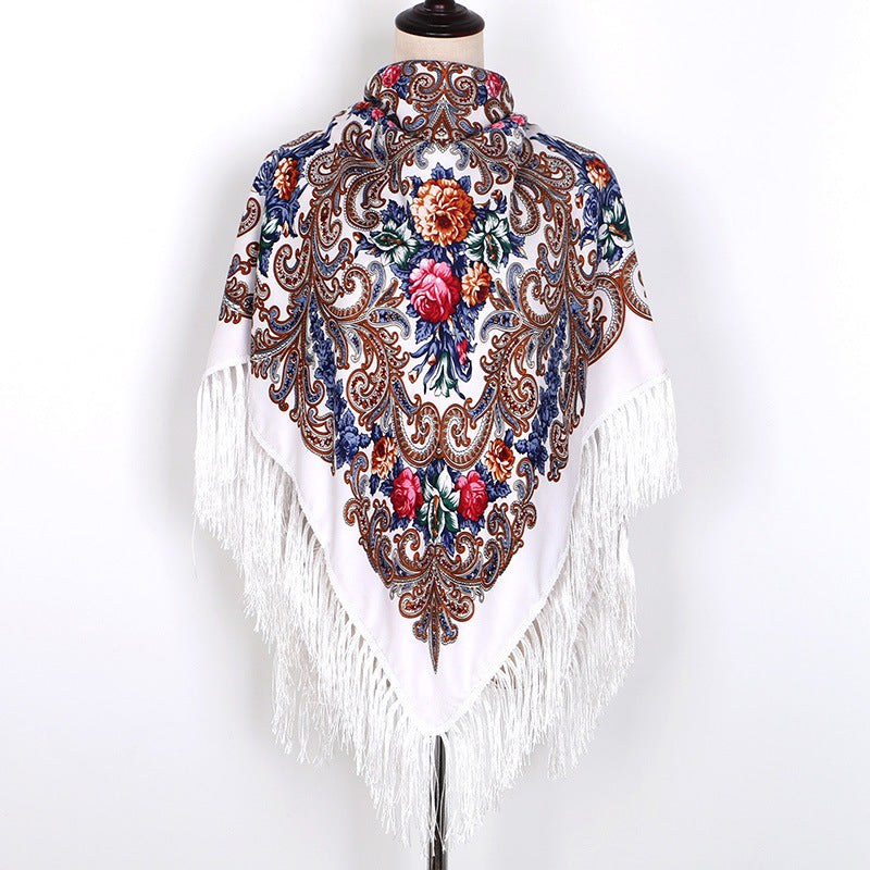 Breathable Cotton Vintage Shawl Wrap 130 x 130 cm by HitMyNeed