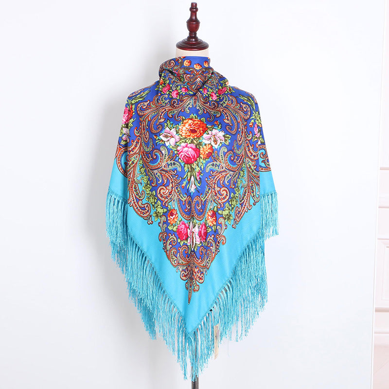 Breathable Cotton Vintage Shawl Wrap 130 x 130 cm by HitMyNeed