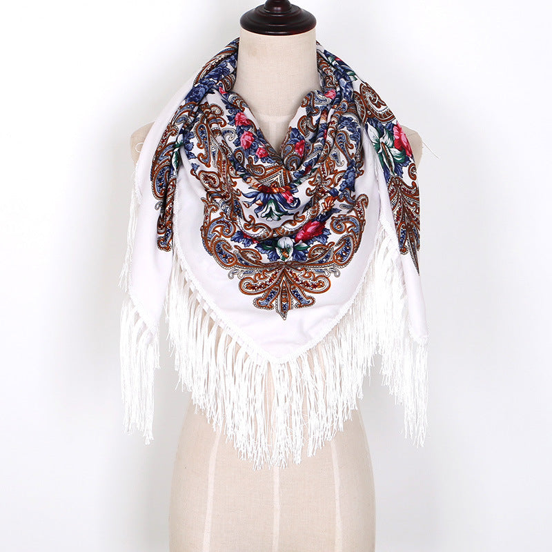 Breathable Cotton Vintage Shawl Wrap 130 x 130 cm by HitMyNeed