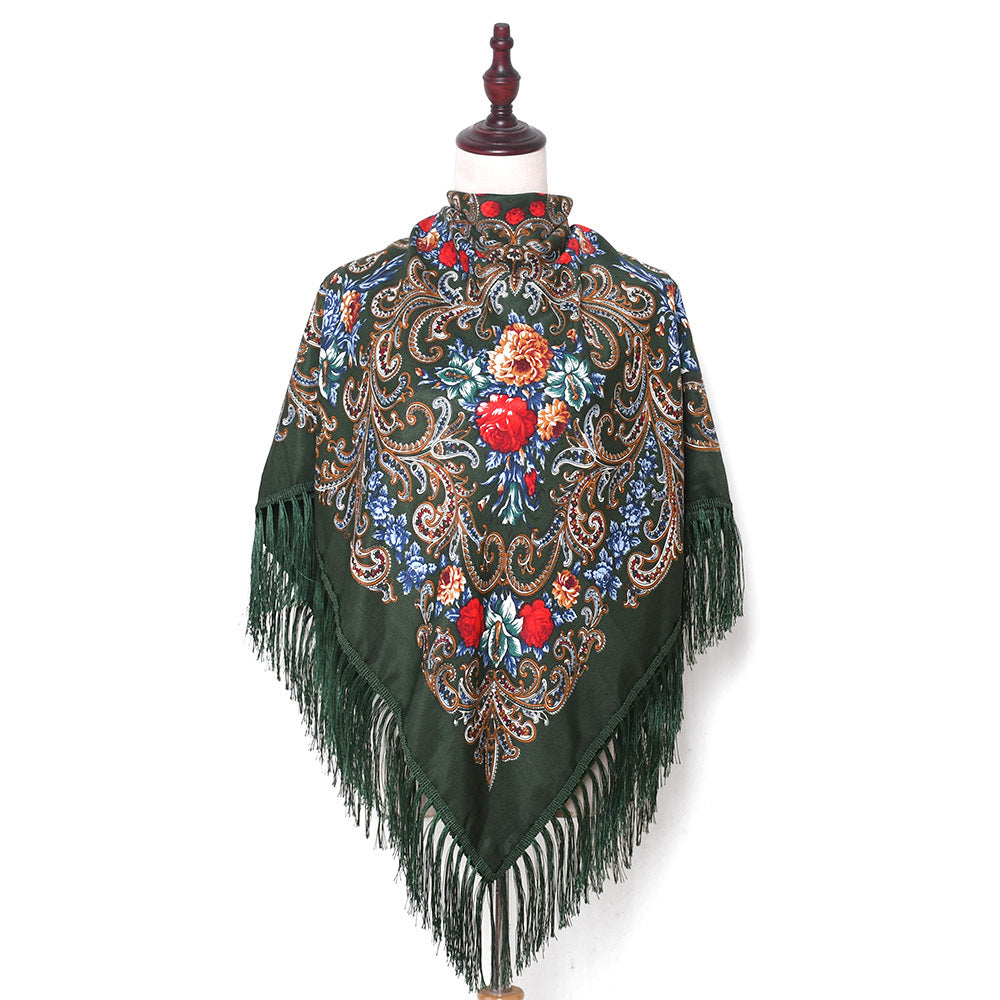 Breathable Cotton Vintage Shawl Wrap 130 x 130 cm army-green by HitMyNeed
