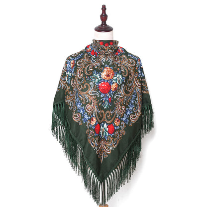 Breathable Cotton Vintage Shawl Wrap 130 x 130 cm army-green by HitMyNeed