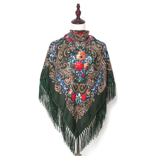Breathable Cotton Vintage Shawl Wrap 130 x 130 cm army-green by HitMyNeed