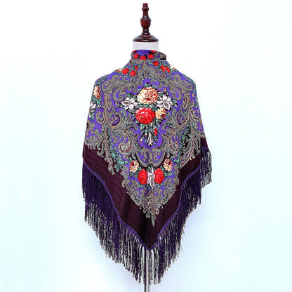 Breathable Cotton Vintage Shawl Wrap 130 x 130 cm dark-purple by HitMyNeed