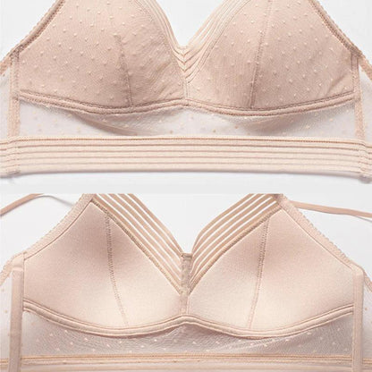 Breathable Cotton Wirefree Lace Bra by HitMyNeed