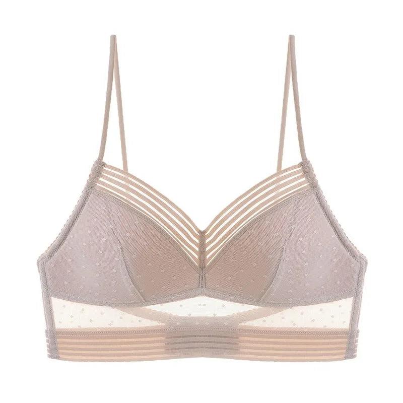 Breathable Cotton Wirefree Lace Bra skin-color m by HitMyNeed