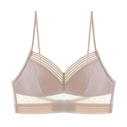 Breathable Cotton Wirefree Lace Bra skin-color m by HitMyNeed