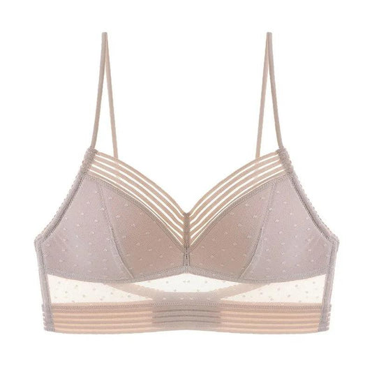 Breathable Cotton Wirefree Lace Bra skin-color m by HitMyNeed