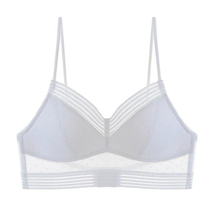 Breathable Cotton Wirefree Lace Bra white m by HitMyNeed