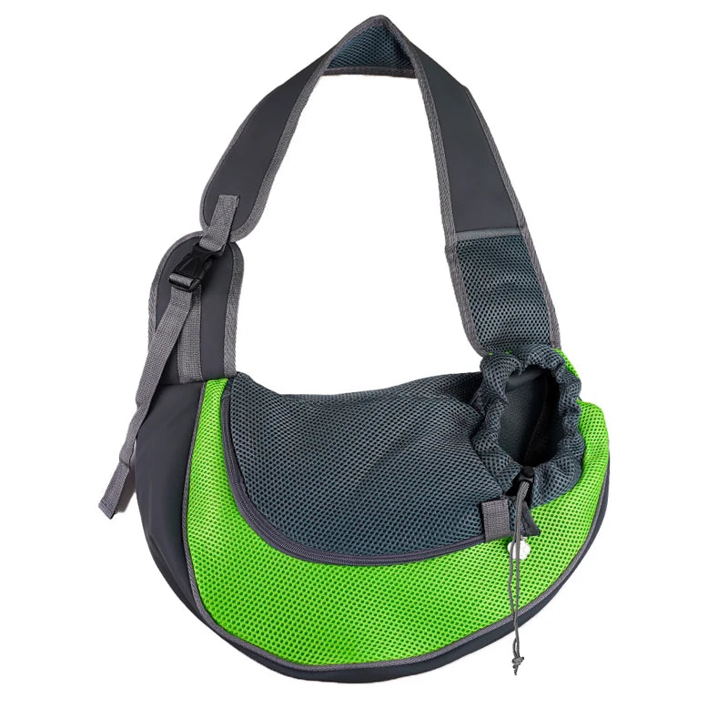 Breathable Crossbody Dog Carrier Sling for Small Pets green l by HitMyNeed