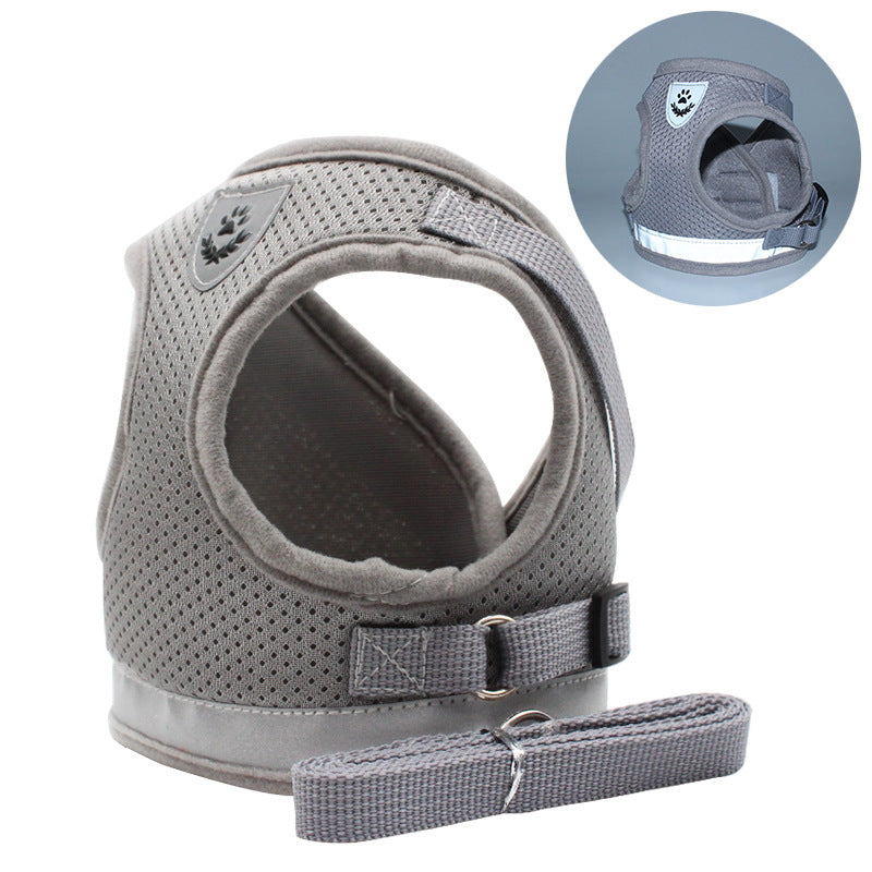 Breathable Escape-Proof Cat Harness with Leash gray xl by HitMyNeed