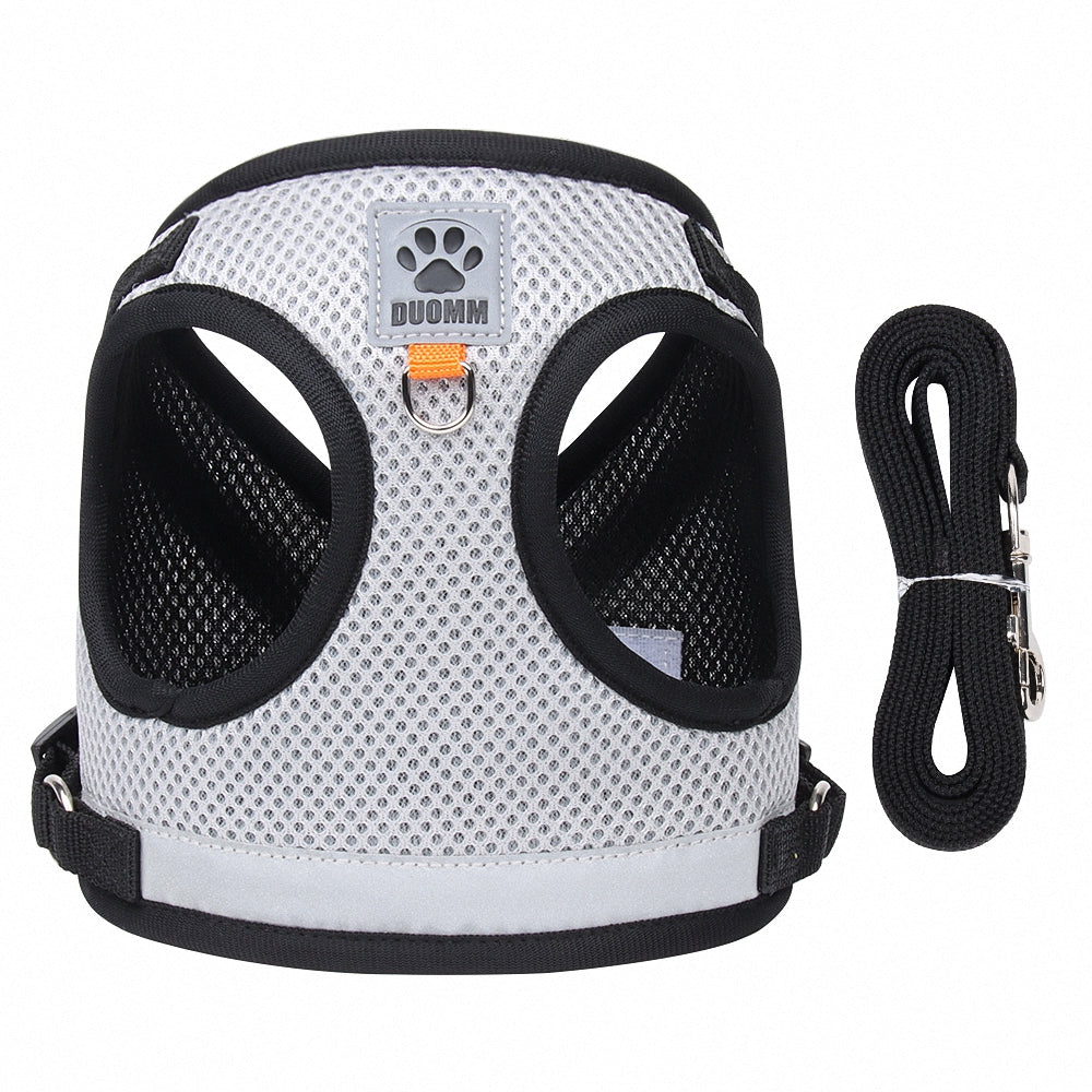 Breathable Escape-Proof Cat Harness with Leash new-gray m by HitMyNeed