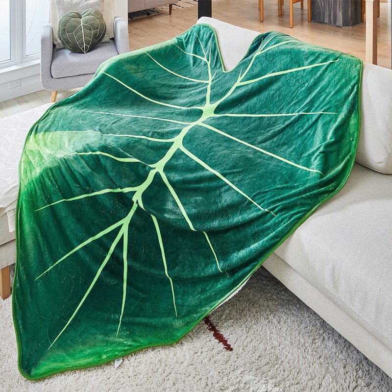 Breathable Flannel Leaf Throw Blanket by HitMyNeed