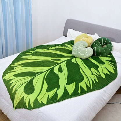Breathable Flannel Leaf Throw Blanket green-leaf-pattern-c 130x150cm by HitMyNeed