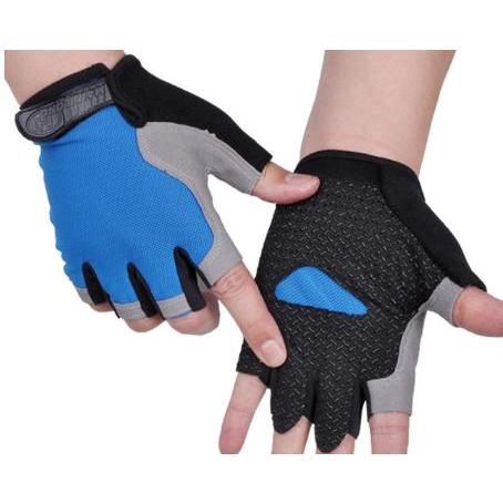 Breathable Half Finger Cycling Gloves for Men & Women blue-a m by HitMyNeed