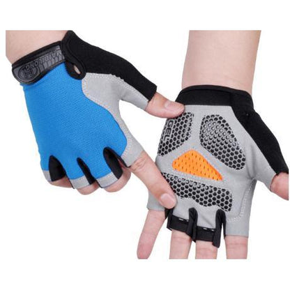 Breathable Half Finger Cycling Gloves for Men & Women blue-b s by HitMyNeed