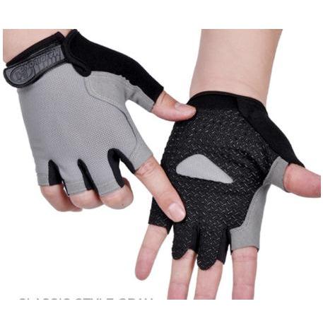 Breathable Half Finger Cycling Gloves for Men & Women gray-a l by HitMyNeed